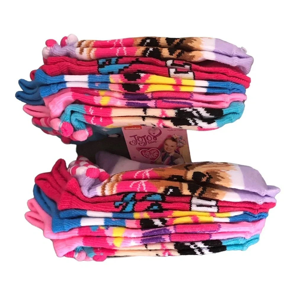 Jojo Siwa pom pom multi no show socks size medium (fits shoe 7.5-3.5) 5pairs new
